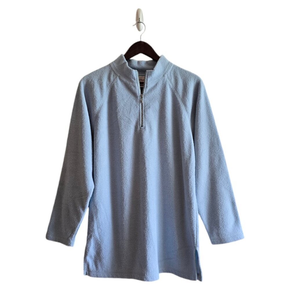 Bechamel Vintage Light Blue Terry Cloth Quarter Zip Sweater Sz S